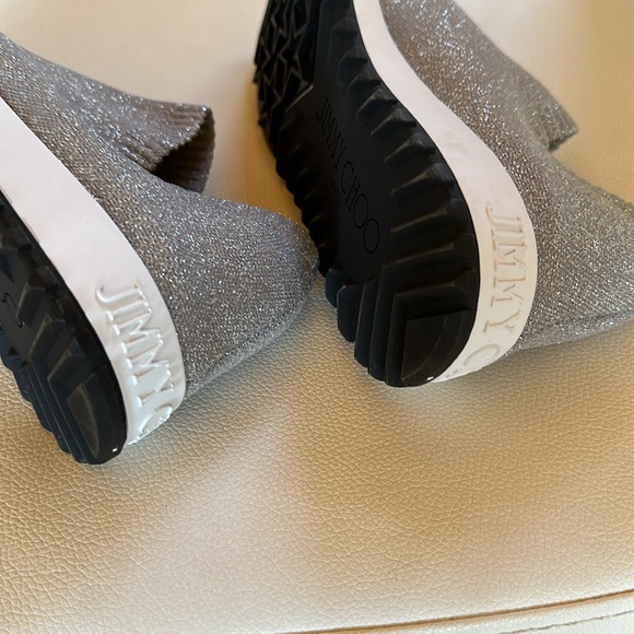 Jimmy Choo silver/grey knit trainers with crystals - Picture 6 of 6